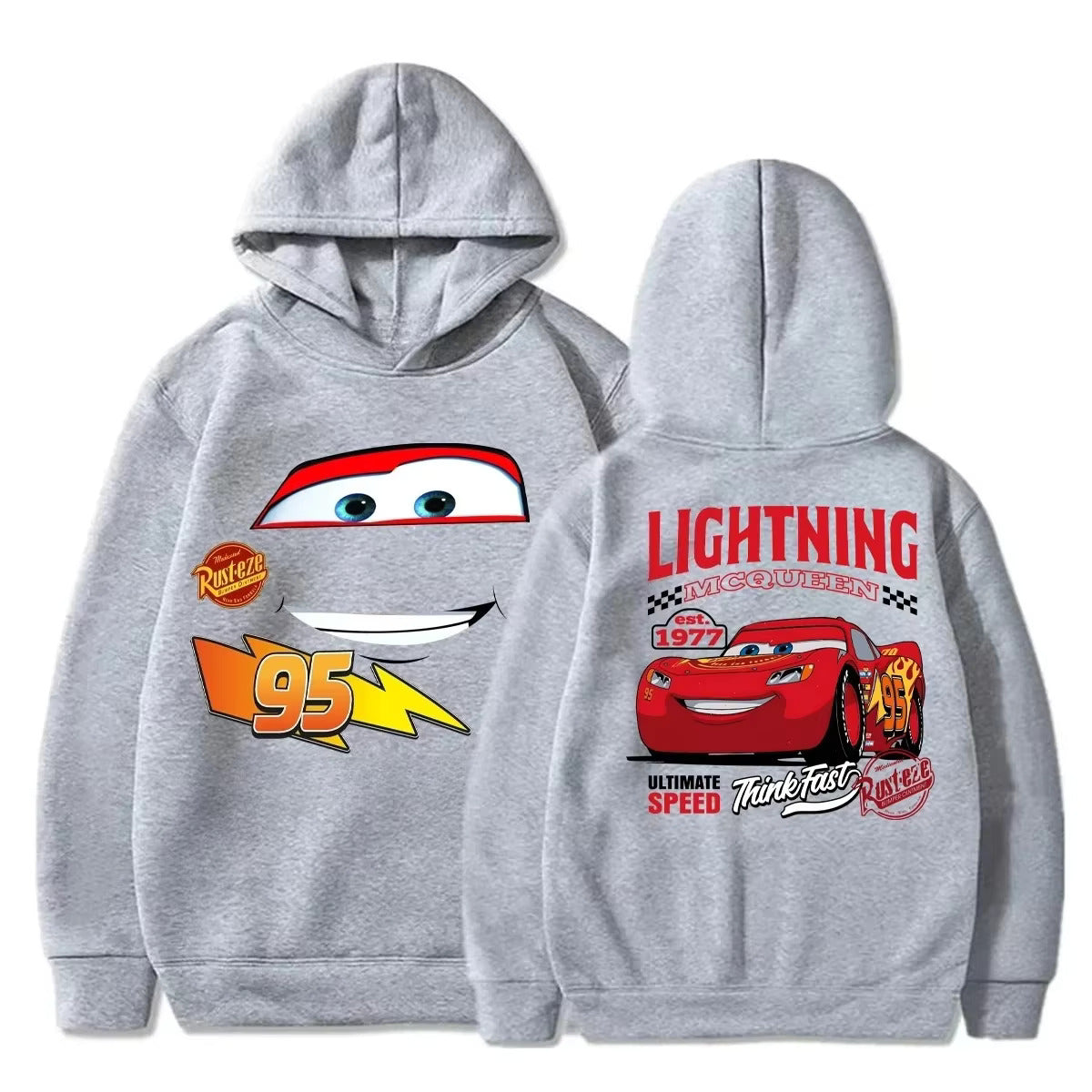 Cool Lightning McQueen Print Kids’ Hooded Sweatshirt – Autumn/Winter Casual Pullover