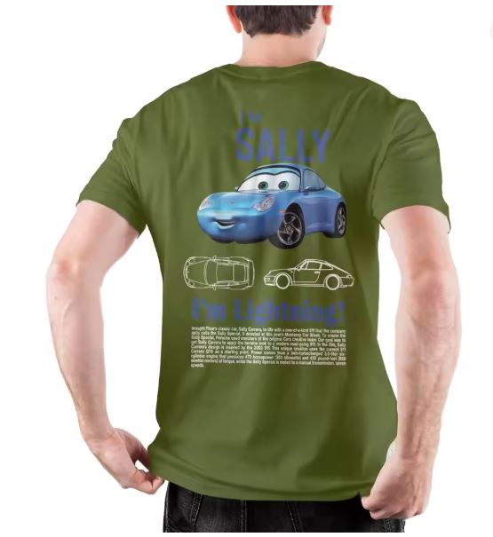 “I’m Sally, I’m Lightning” Men’s Cotton Tee — Creative Cars Short-Sleeve Round-Neck Shirt (Plus Sizes Available)