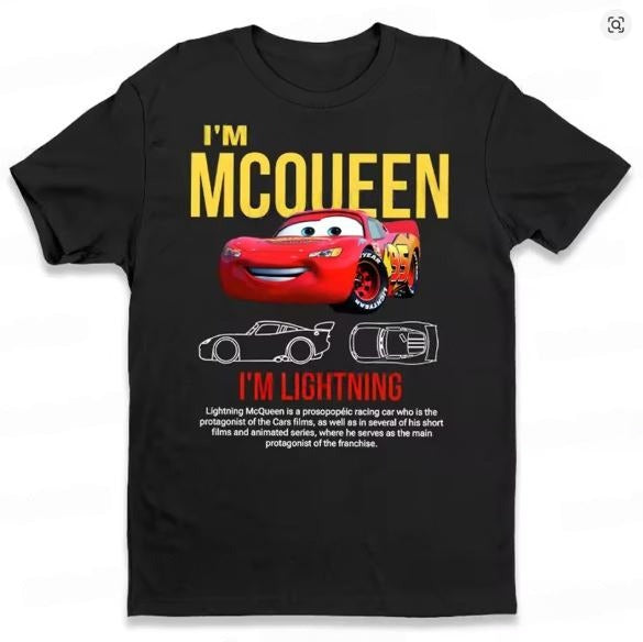 2024 Lightning McQueen & Sally “His & Hers” Cotton Summer Pajama Set – Oversized Tee + Pants for Adults & Kids