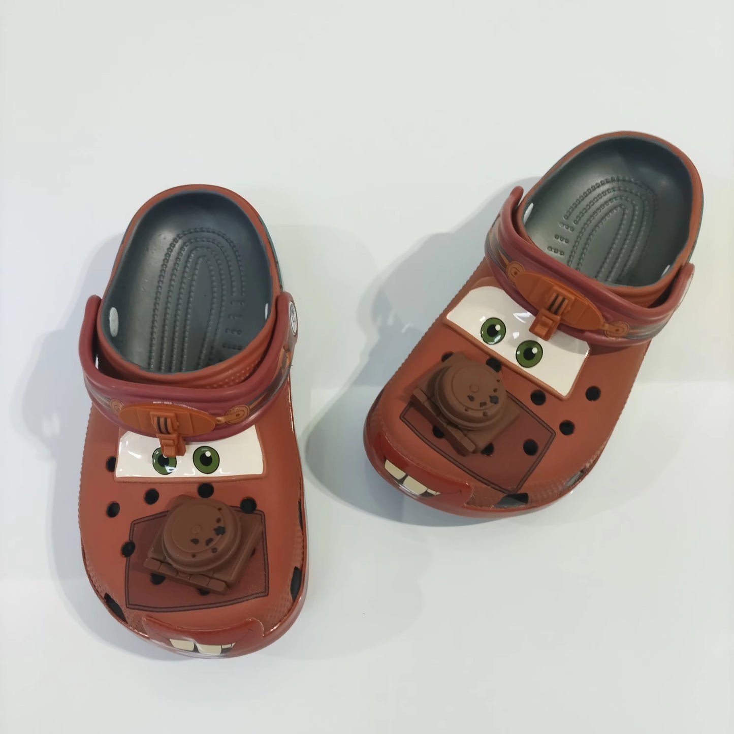 Cartoon Mater EVA Sandals with Figurine – Outdoor “Holey” Shoes & Cute Desk Ornament for Kids