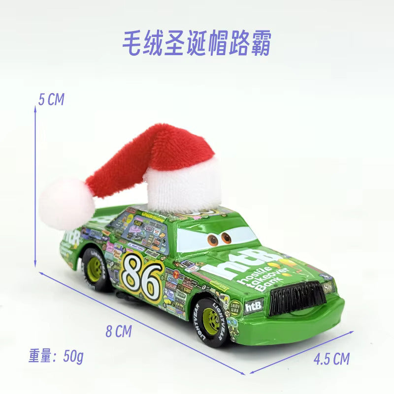 Disney Cars “Christmas Hat Series” Lightning McQueen Alloy Racing Toy – Festive Board-Teeth Design