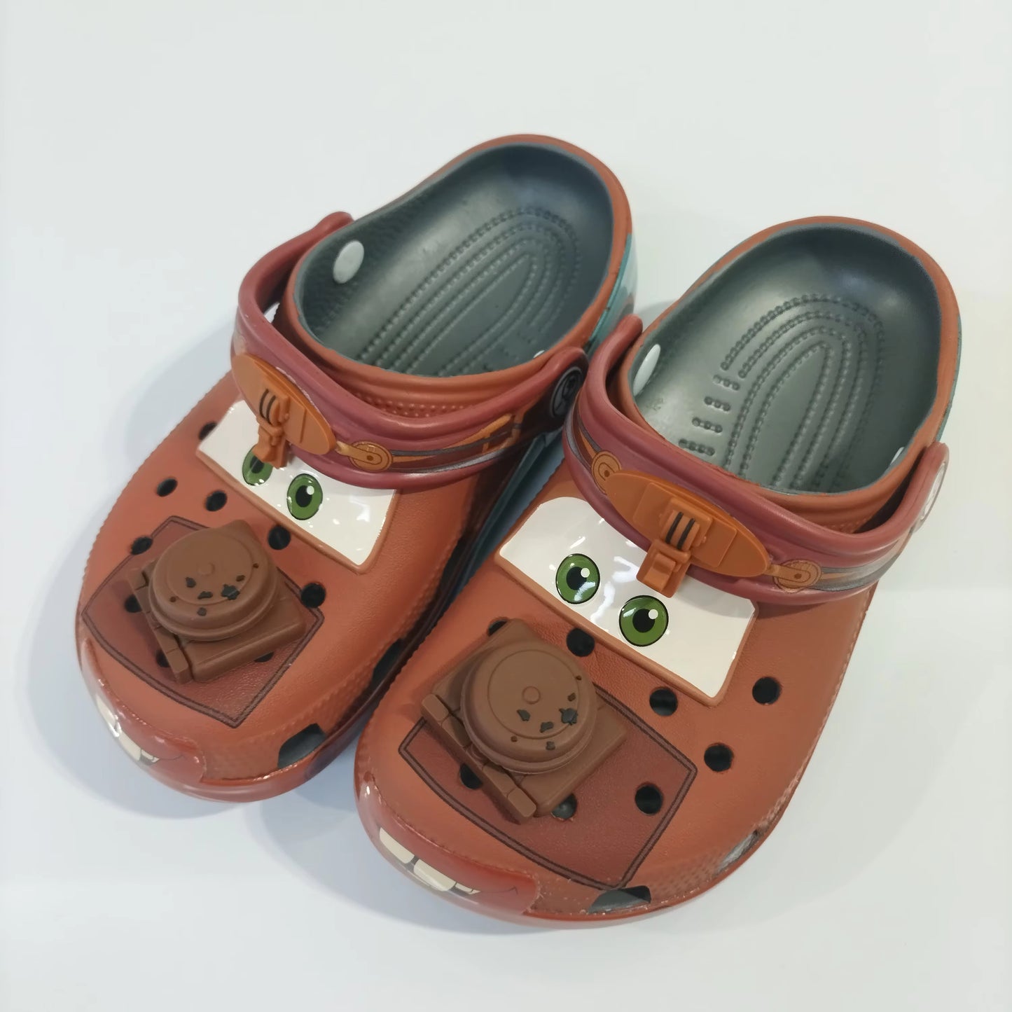 Cartoon Mater EVA Sandals with Figurine – Outdoor “Holey” Shoes & Cute Desk Ornament for Kids