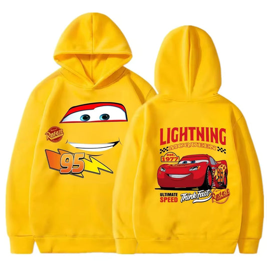 Cool Lightning McQueen Print Kids’ Hooded Sweatshirt – Autumn/Winter Casual Pullover