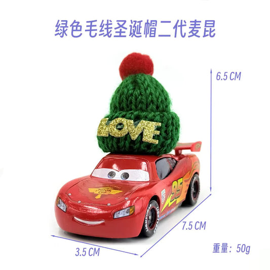 Disney Cars “Christmas Hat Series” Lightning McQueen Alloy Racing Toy – Festive Board-Teeth Design