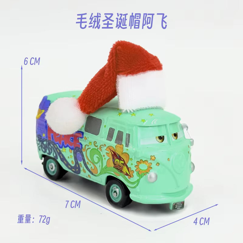 Disney Cars “Christmas Hat Series” Lightning McQueen Alloy Racing Toy – Festive Board-Teeth Design
