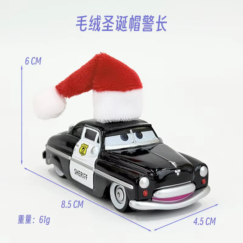 Disney Cars “Christmas Hat Series” Lightning McQueen Alloy Racing Toy – Festive Board-Teeth Design