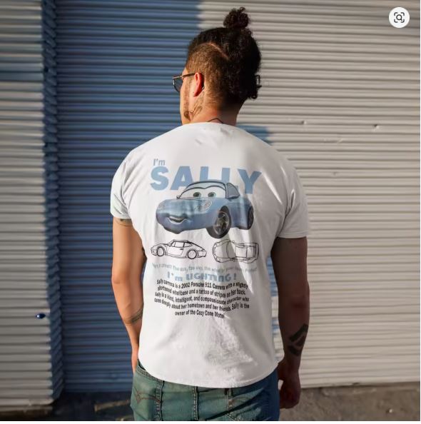 “I’m Sally, I’m Lightning” Men’s Cotton Tee — Creative Cars Short-Sleeve Round-Neck Shirt (Plus Sizes Available)